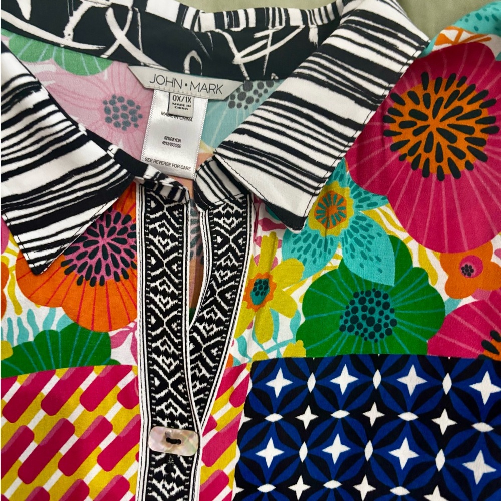 John Mark Multicolor Patterned Blouse